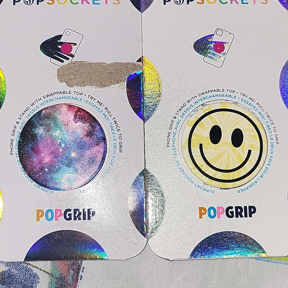2 Pack Popsockets Blue Nebula & Tie Dye Smiley BNIP